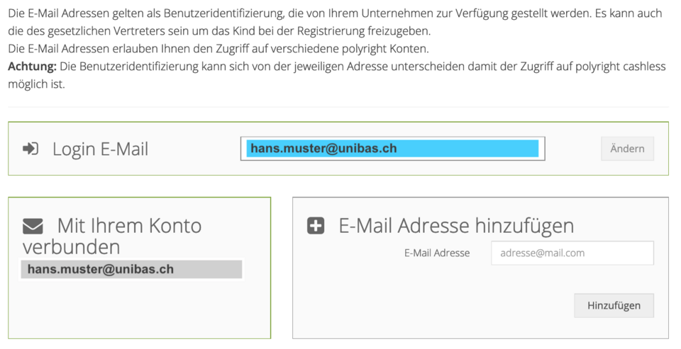 cashless unibas account infos