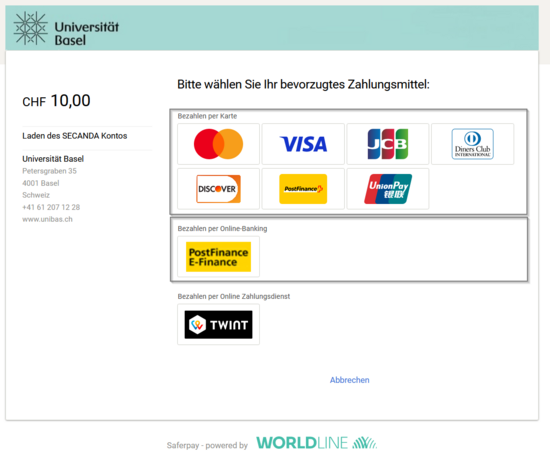 Image selection credit card Secanda