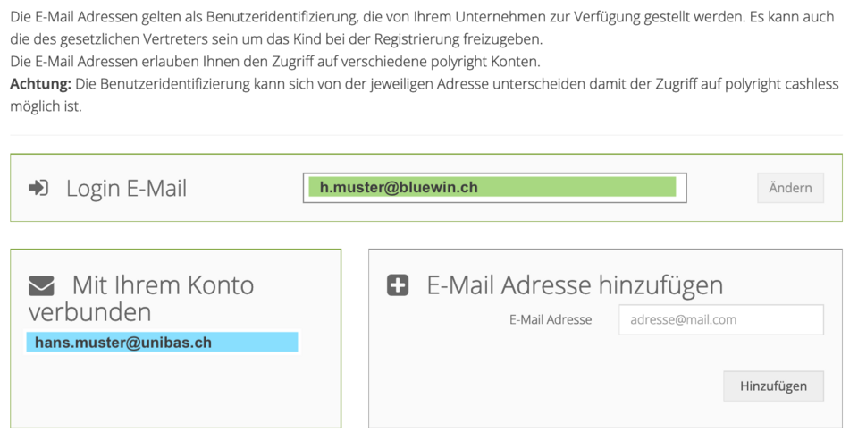 Unibas Email Adresse hinzufügen