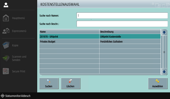 Kostenauswahl